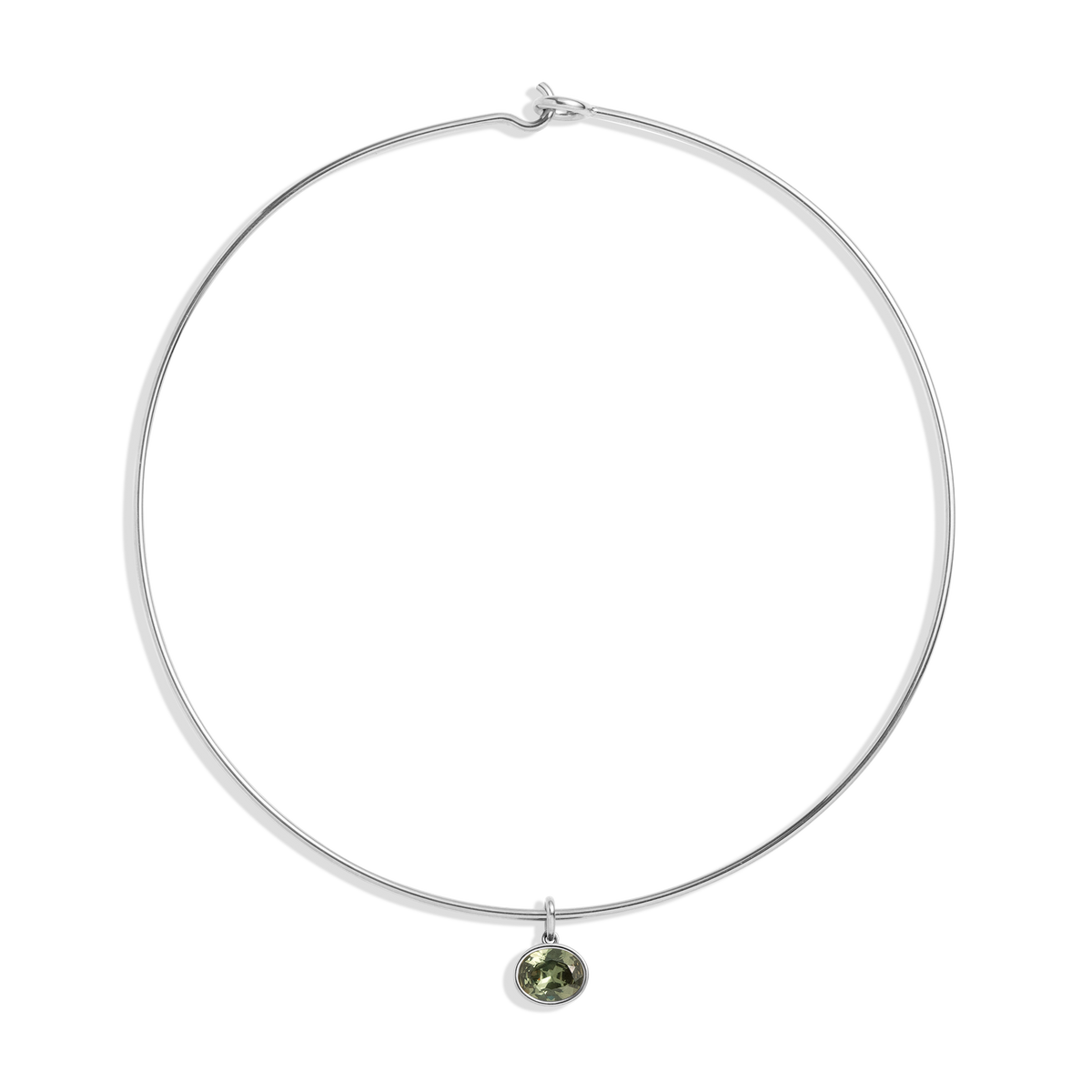 Lab Grown Green Sapphire Oval Pendant Collar Necklace
