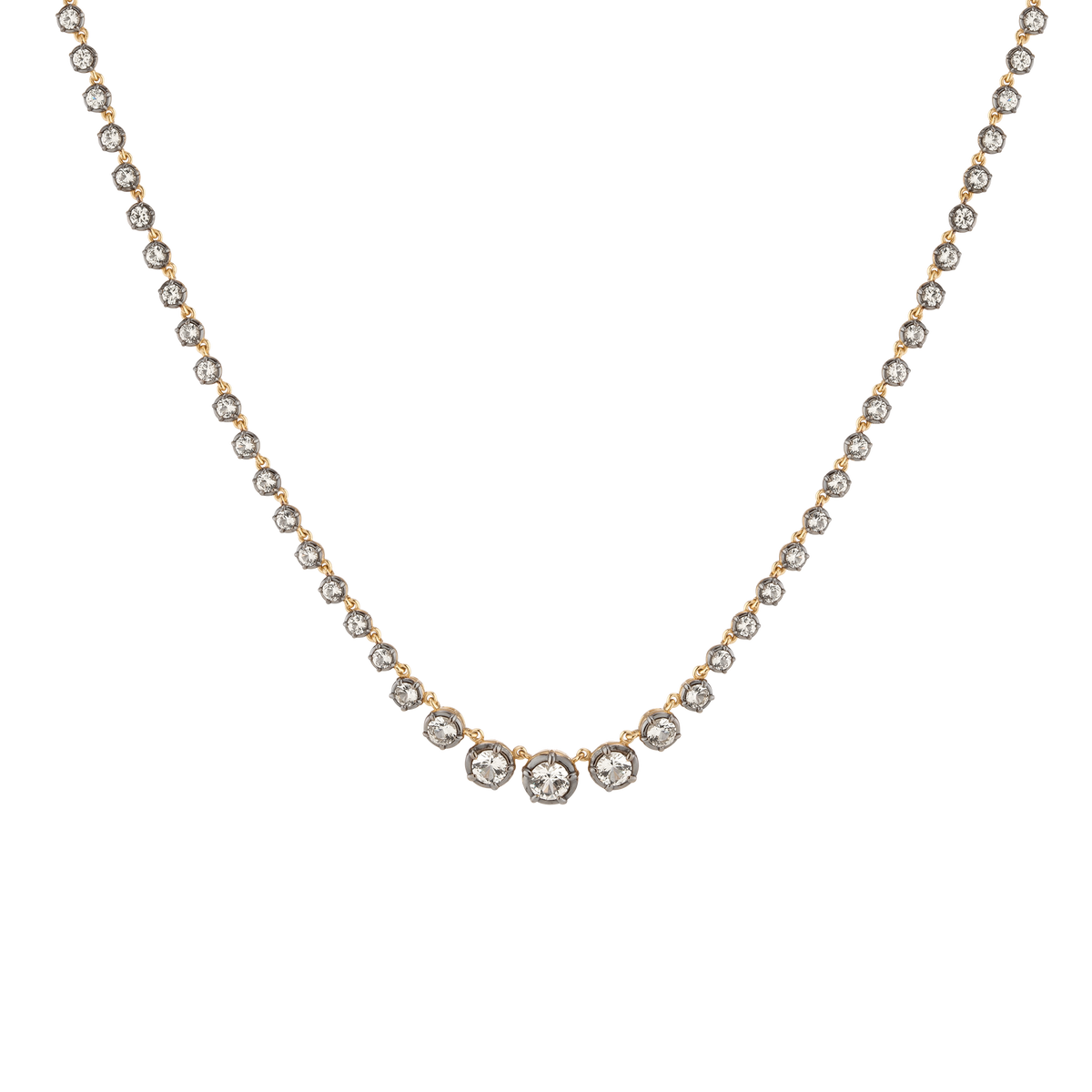 Black Rhodium Graduated Georgian Tennis Necklace