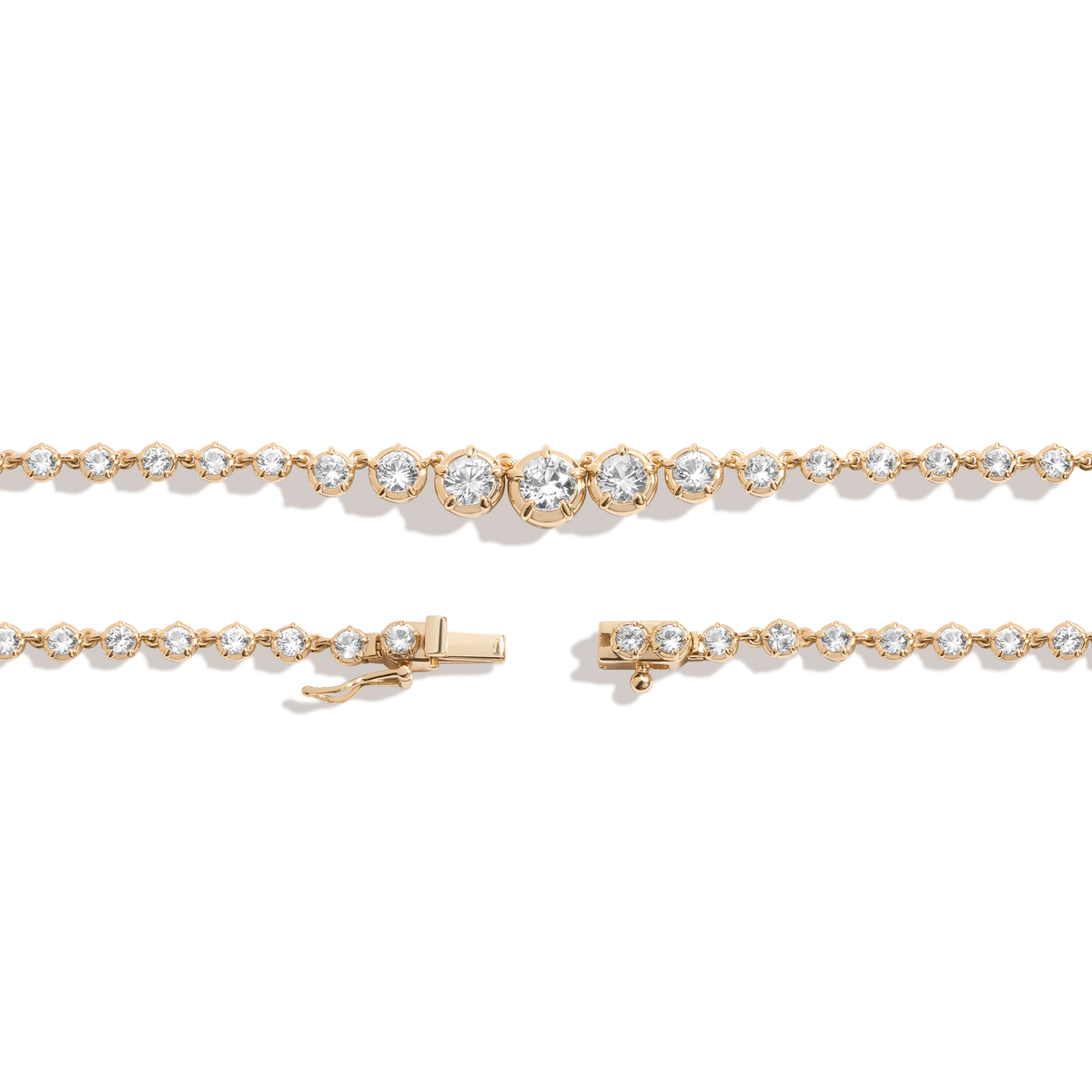 Lab Grown White Sapphire Graduated Georgian Tennis Necklace