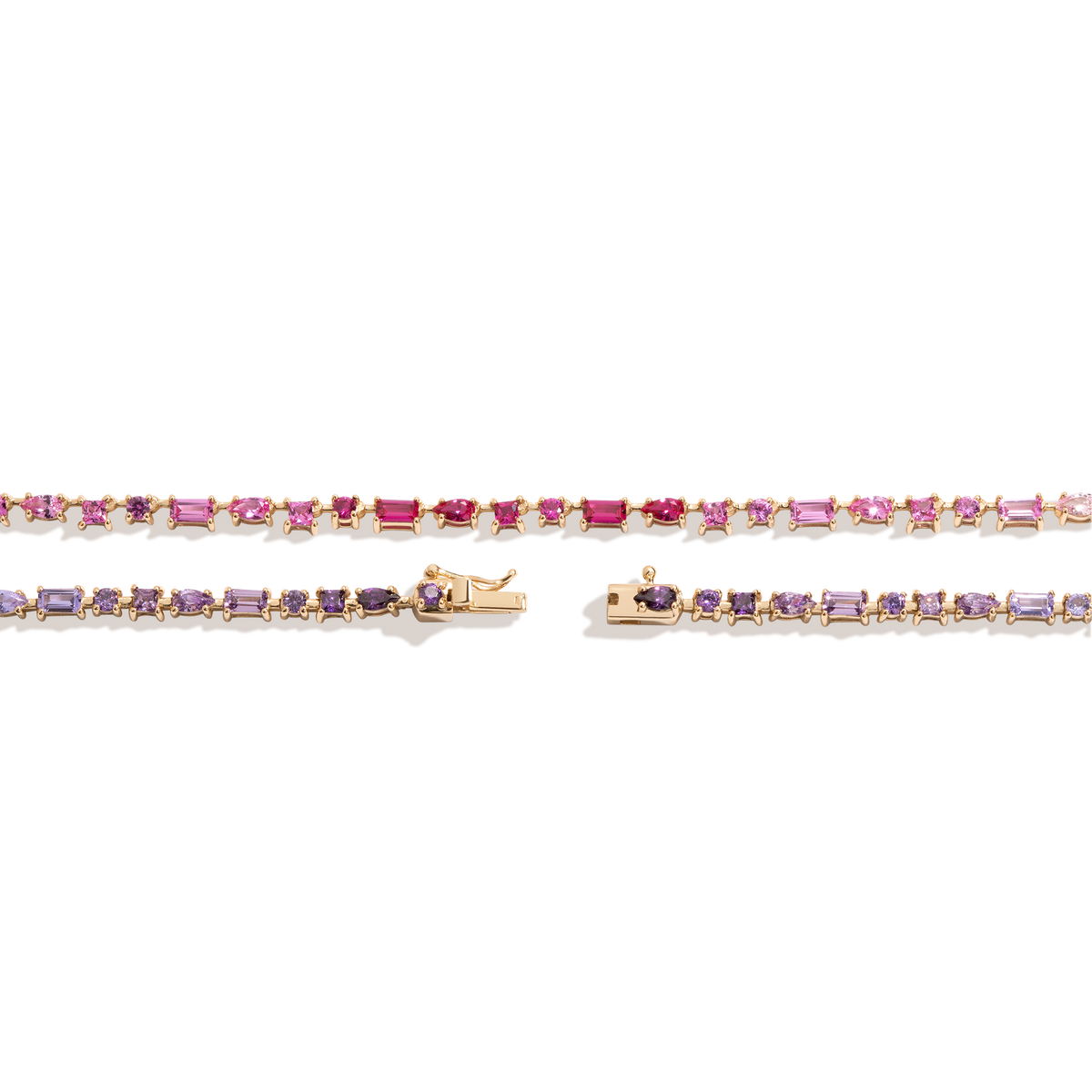 Pink Ombré Mosaic Tennis Necklace