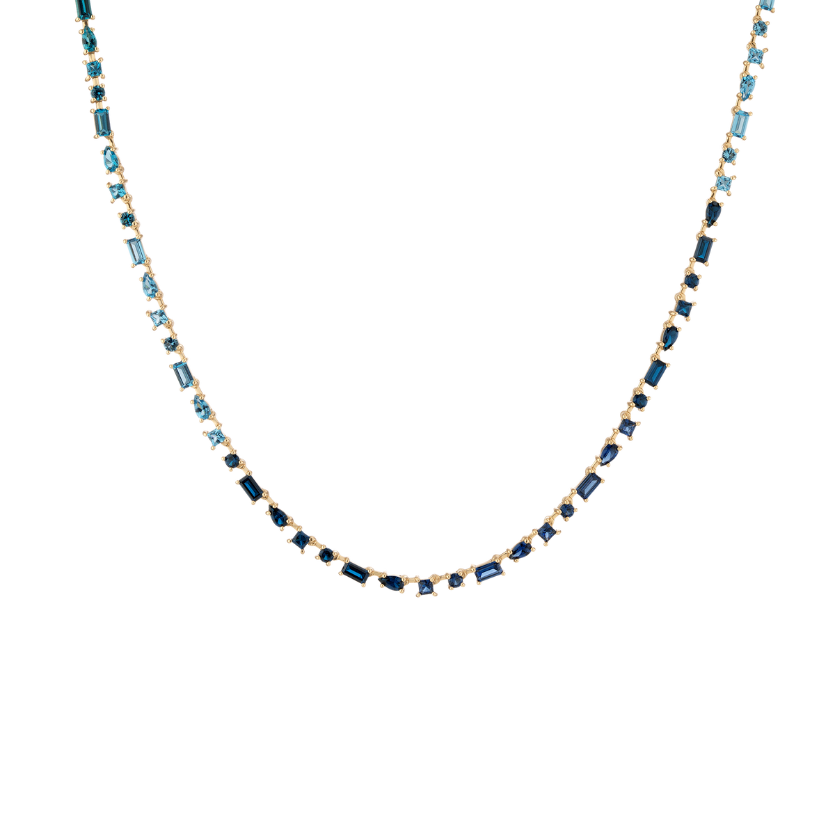 Blue Ombré Mosaic Tennis Necklace