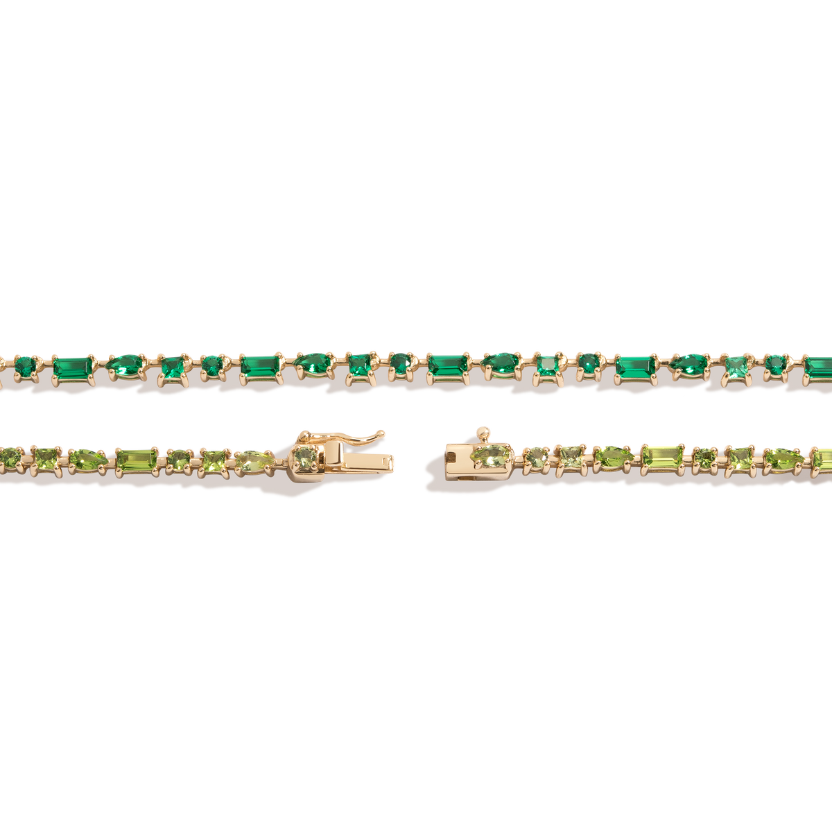 Green Ombré Mosaic Tennis Necklace