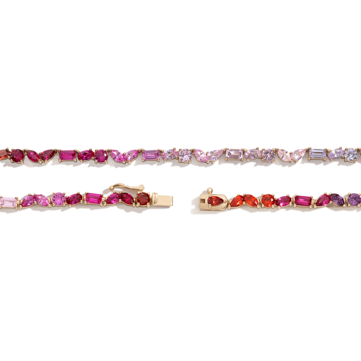 Pink Ombré Mixed Shape Tennis Necklace