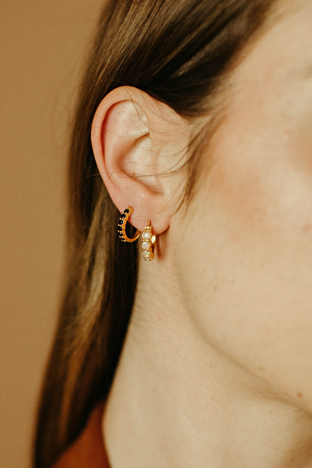 Karma Hoop Earrings - Black Spinel