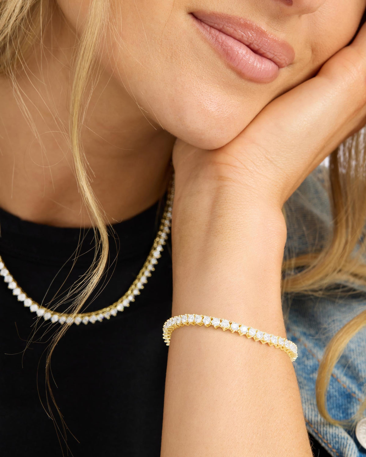 Not Your Basic Tennis Bracelet 3mm - Gold|White Diamondettes