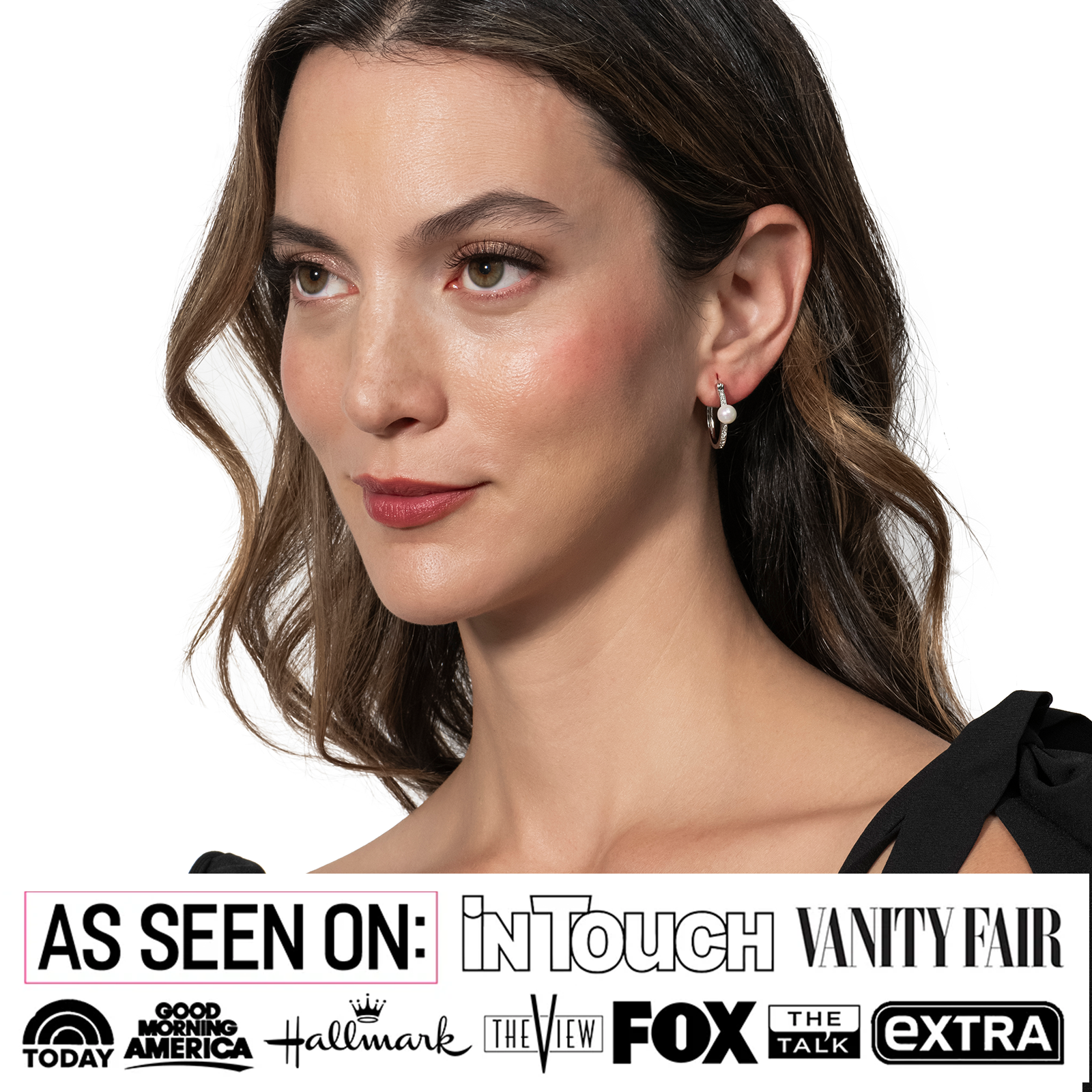 Nyla 18k White Gold Plated 22mm Pearl Hoop Earrings with Swarovski Crystals