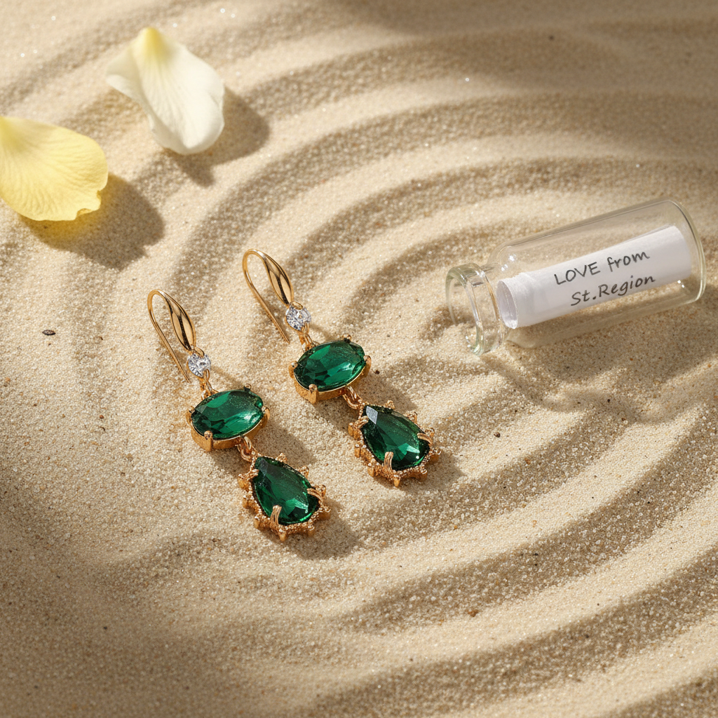 Emerald Crystal & Cubic Zirconia Goldtone Tiered Oval Pear Hook Earrings