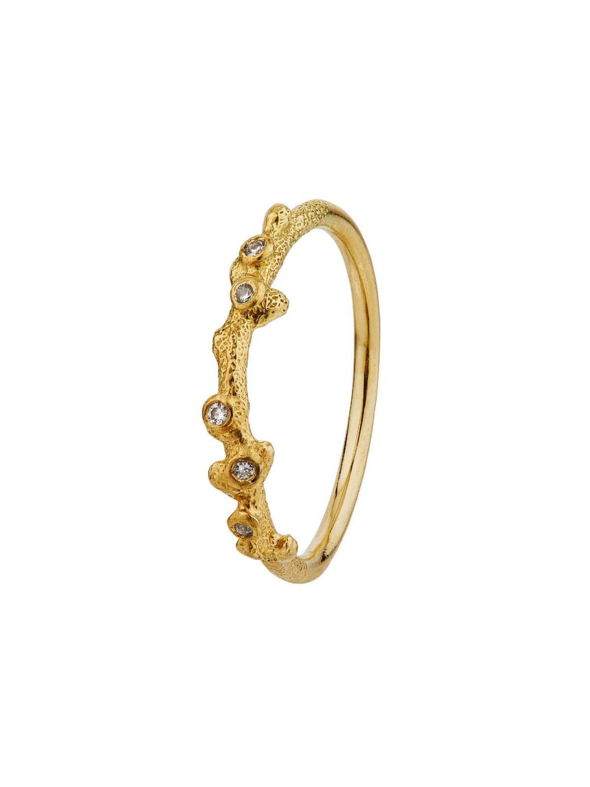 Coral Texture Ring with Diamonds