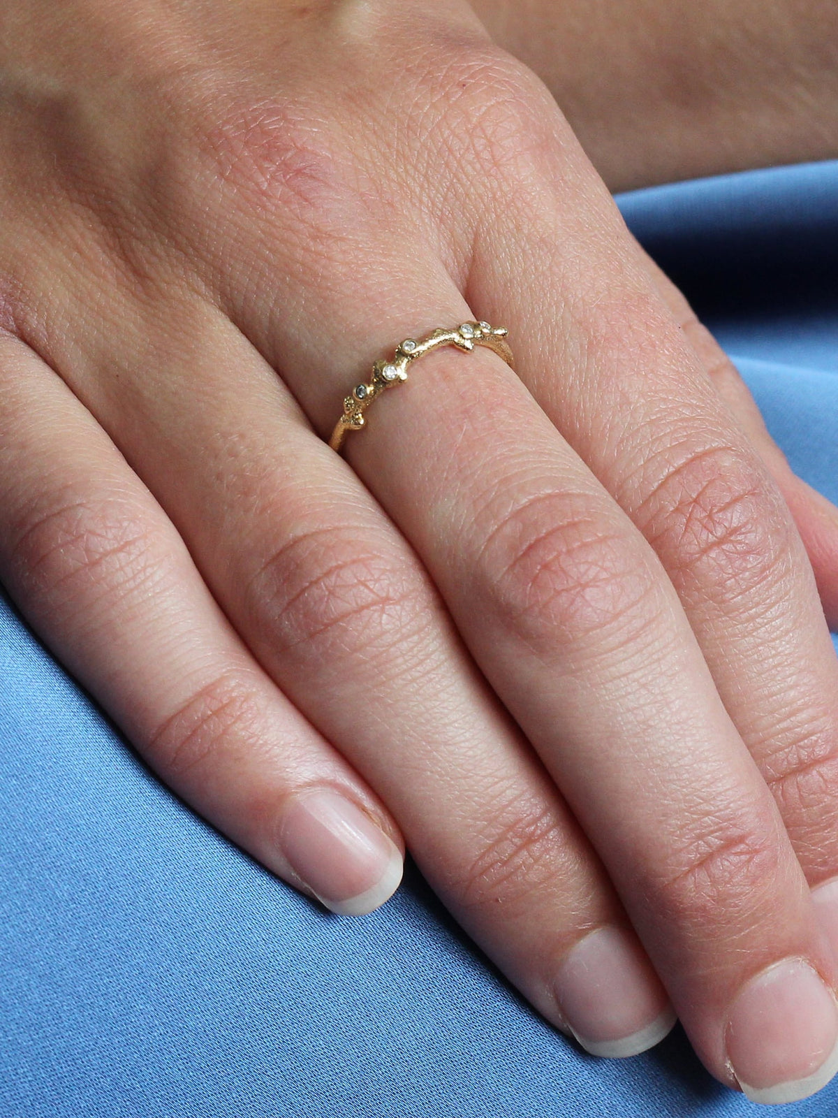 Coral Texture Ring with Diamonds