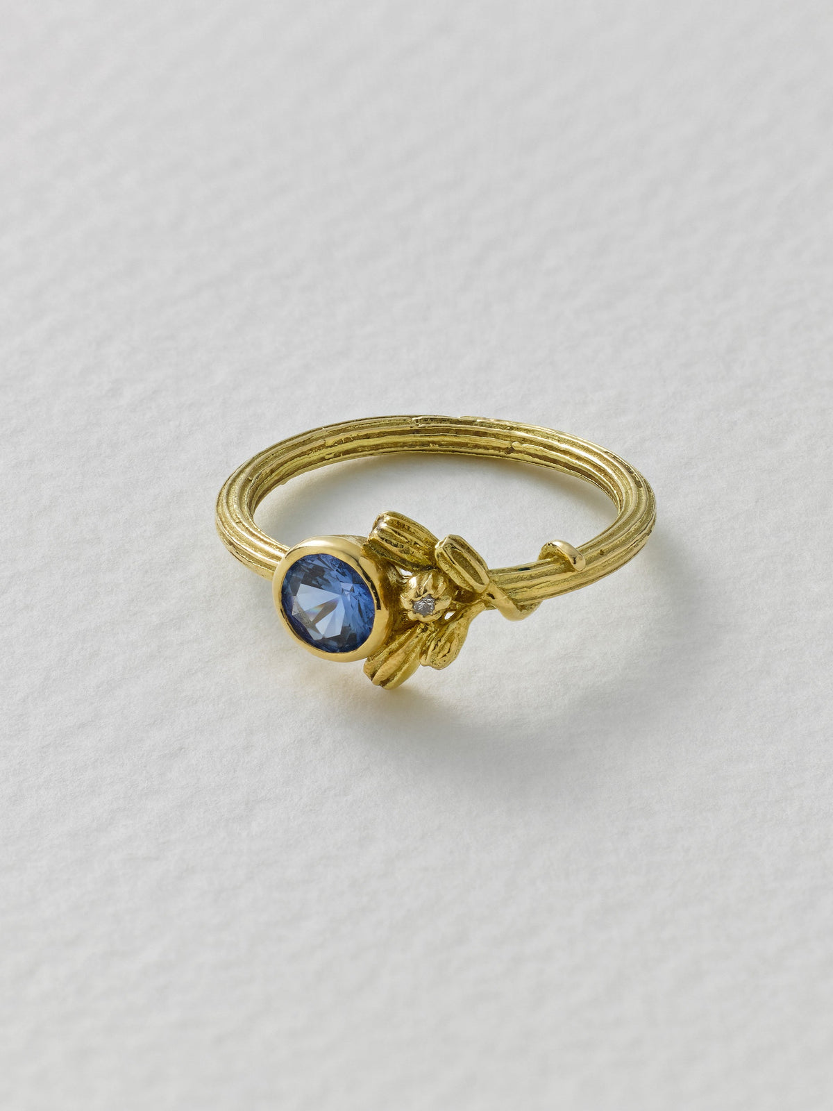 Seed Ring with Blue Sapphire and Diamonds
