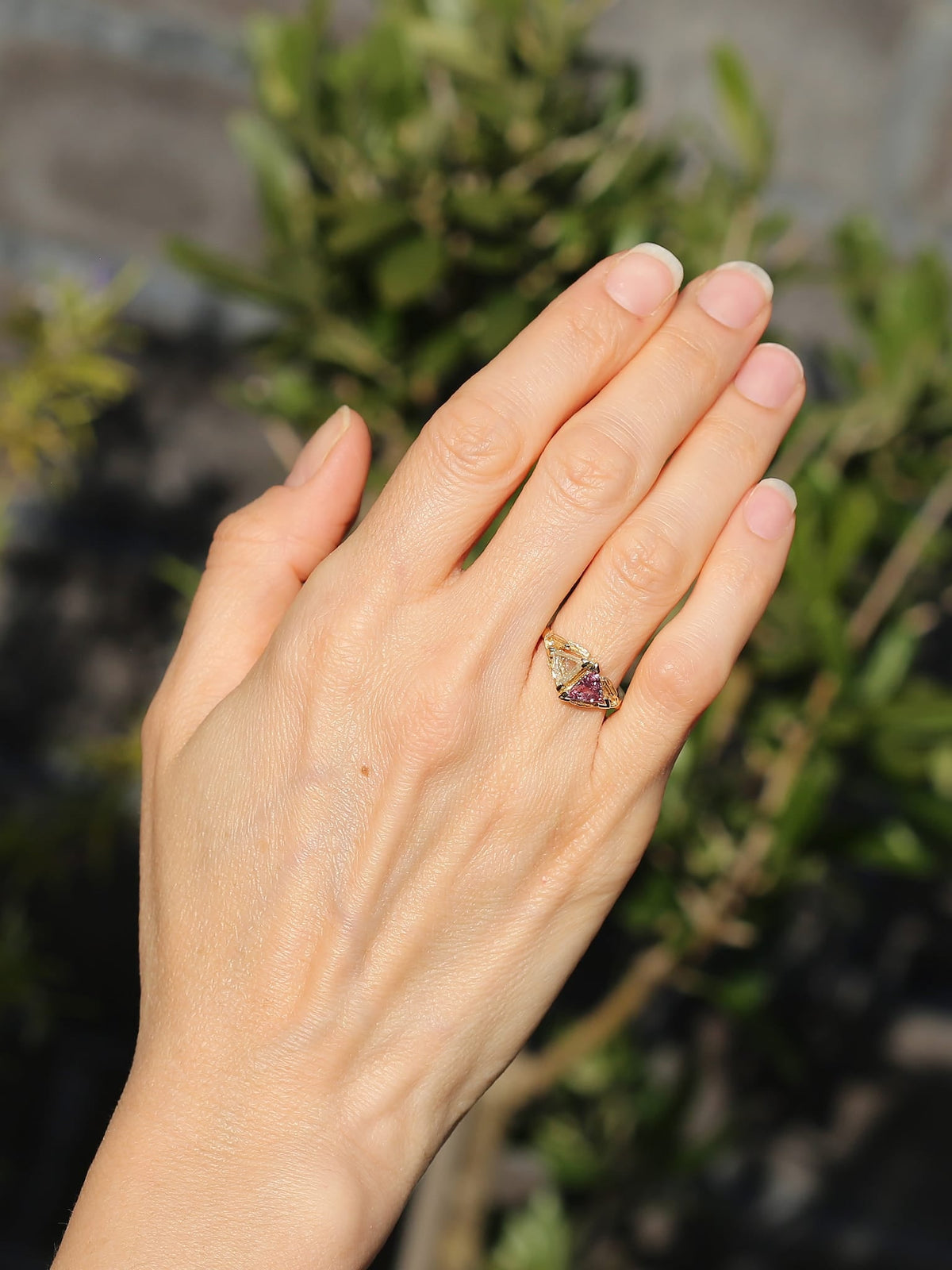 Pink Sapphire and Maccle Diamond Toi et Moi Ring
