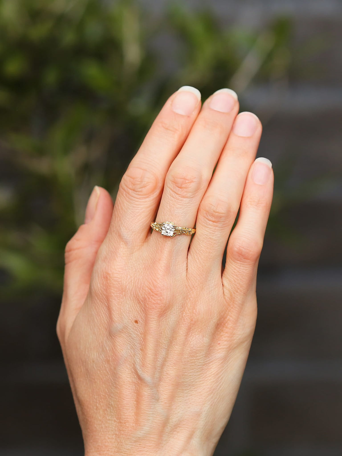 Nest Structure Ring with 0.7ct Cushion Cut Diamond