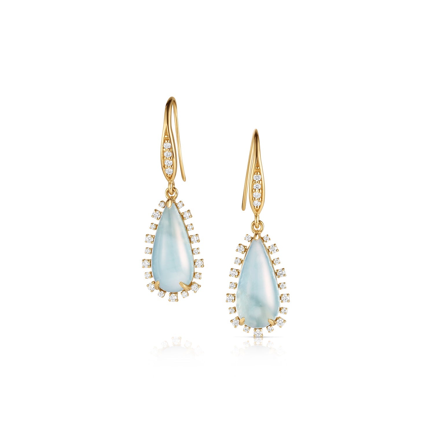 One of A kind Aqua Marine Tear Drop Earrings