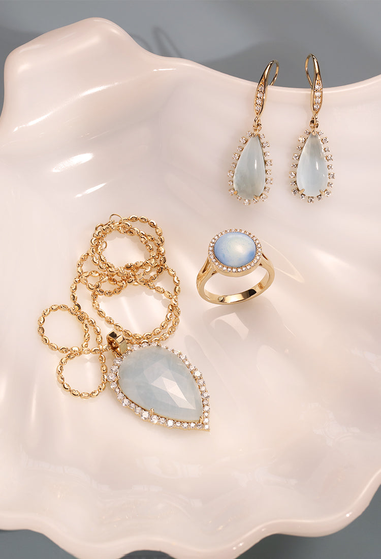 One of A kind Aqua Marine Tear Drop Earrings