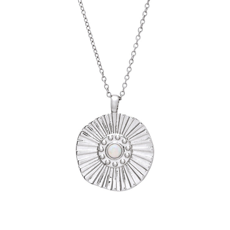 Opal Sunburst Pendant Silver