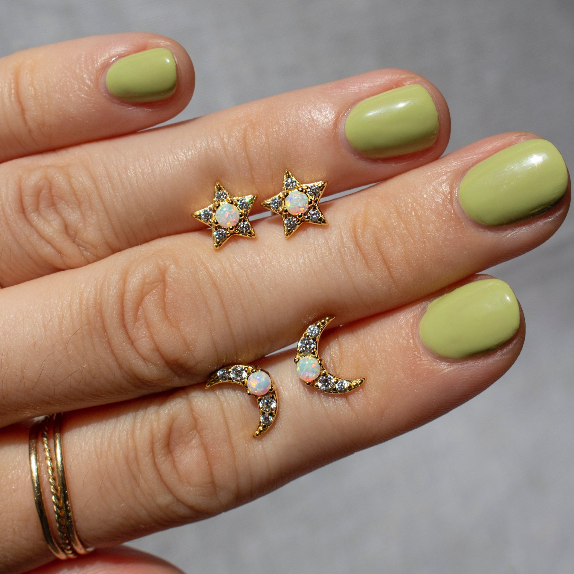 Opal Star Studs Silver