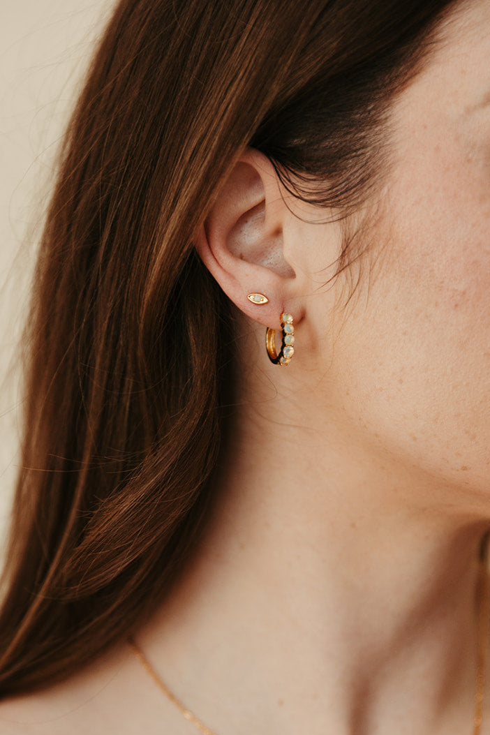 Evil Eye Stud Earrings - Opal