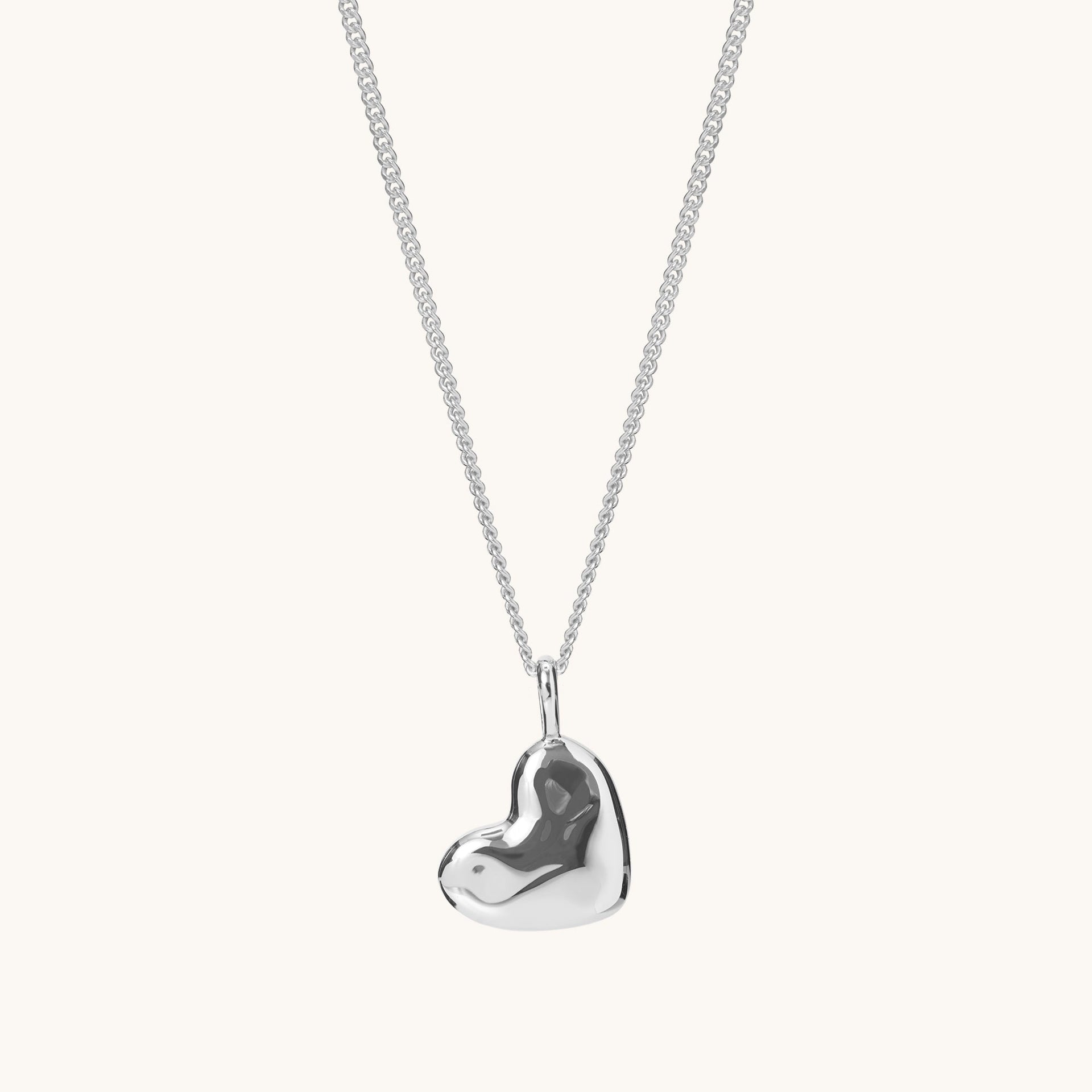 Organic Heart Necklace Silver