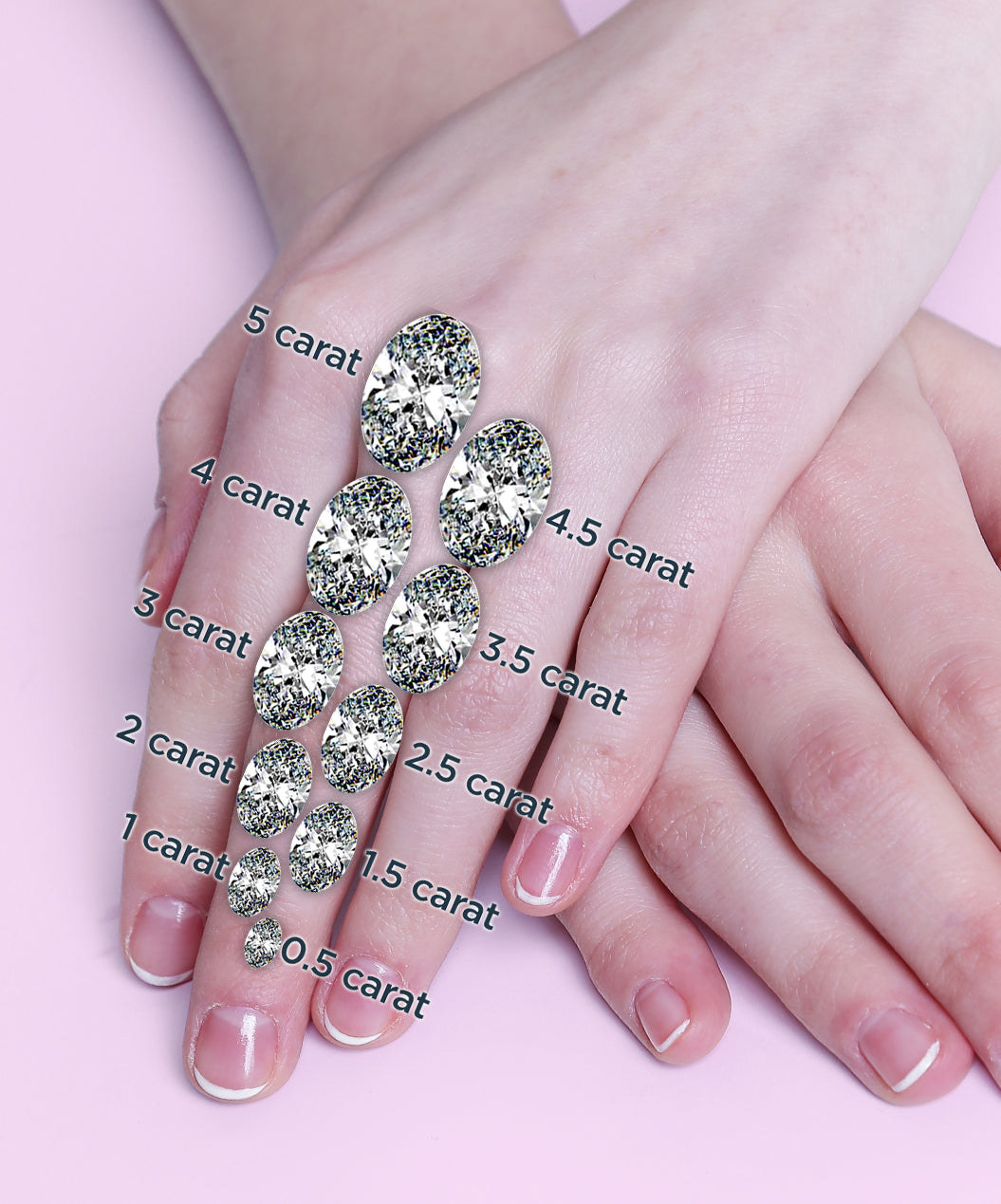 3 stone Ring with 3.00 ct Center Oval with Half Moon Lab Diamond by Mercury Rings