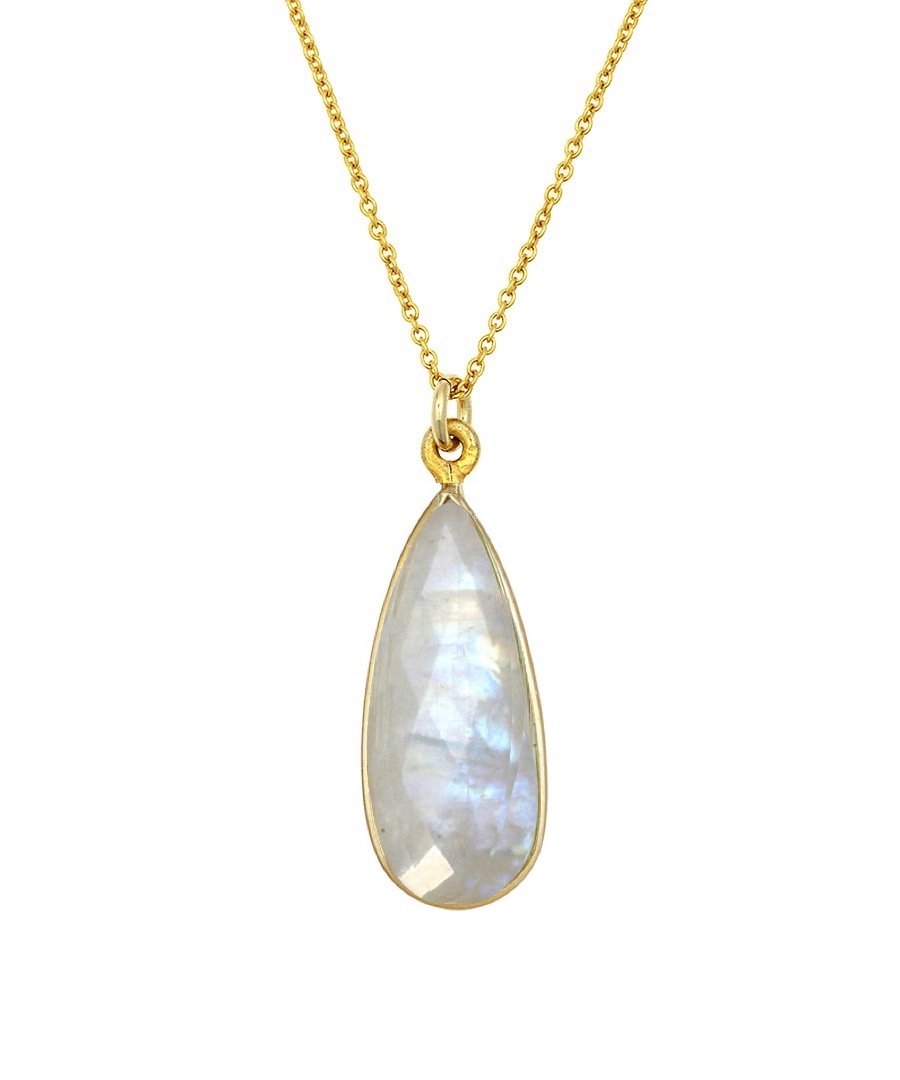 18K Moonstone Pear Drop Pendant Necklace