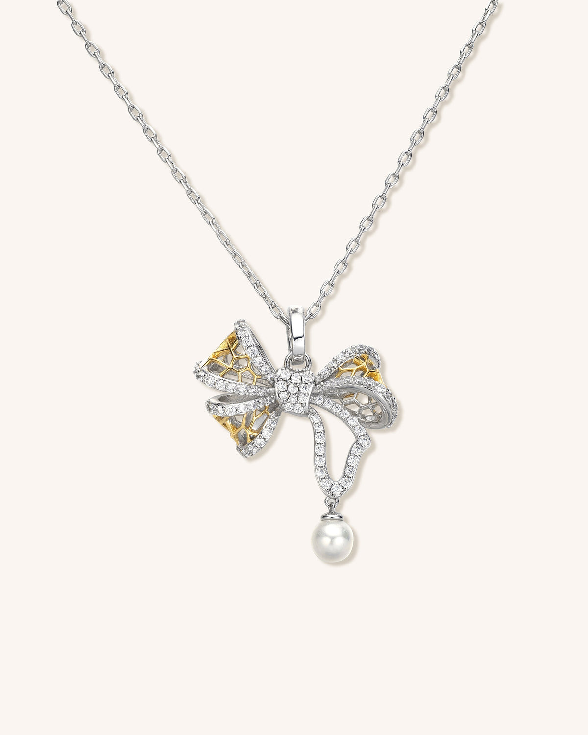 Lace Bow Pendant Necklace