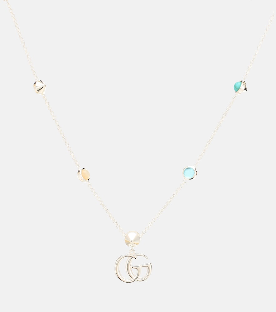 Double G mother-of-pearl and topaz-embellished sterling silver necklace