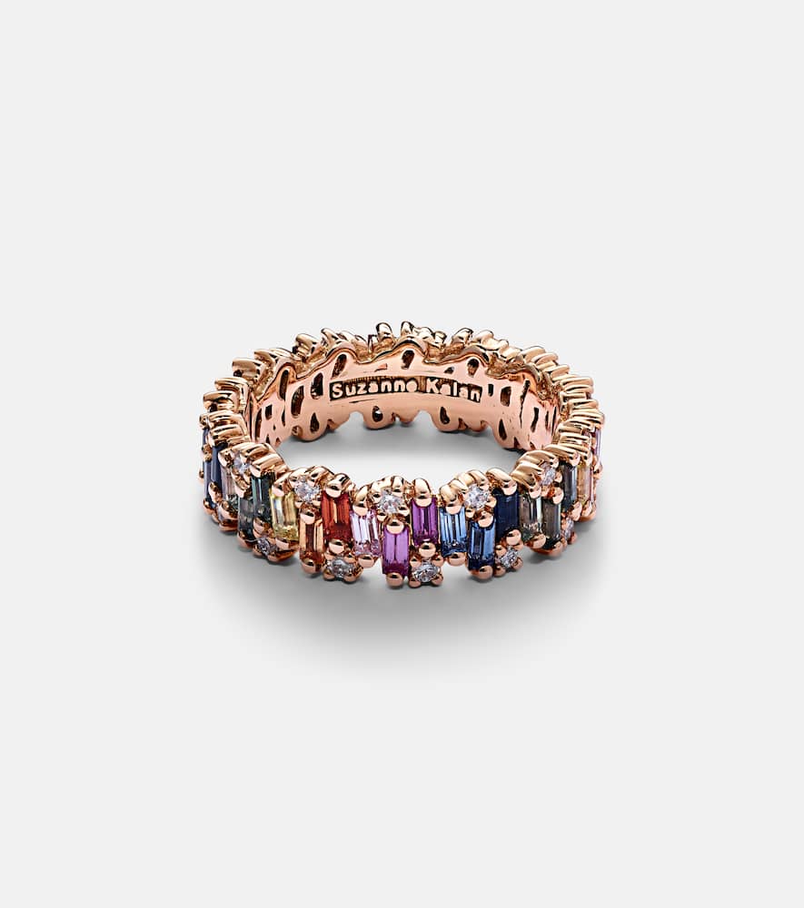 Fireworks 18kt rose gold ring with diamonds and sapphires