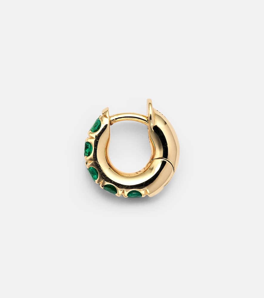 Mini Macro Hoop 18kt gold and emerald single earring