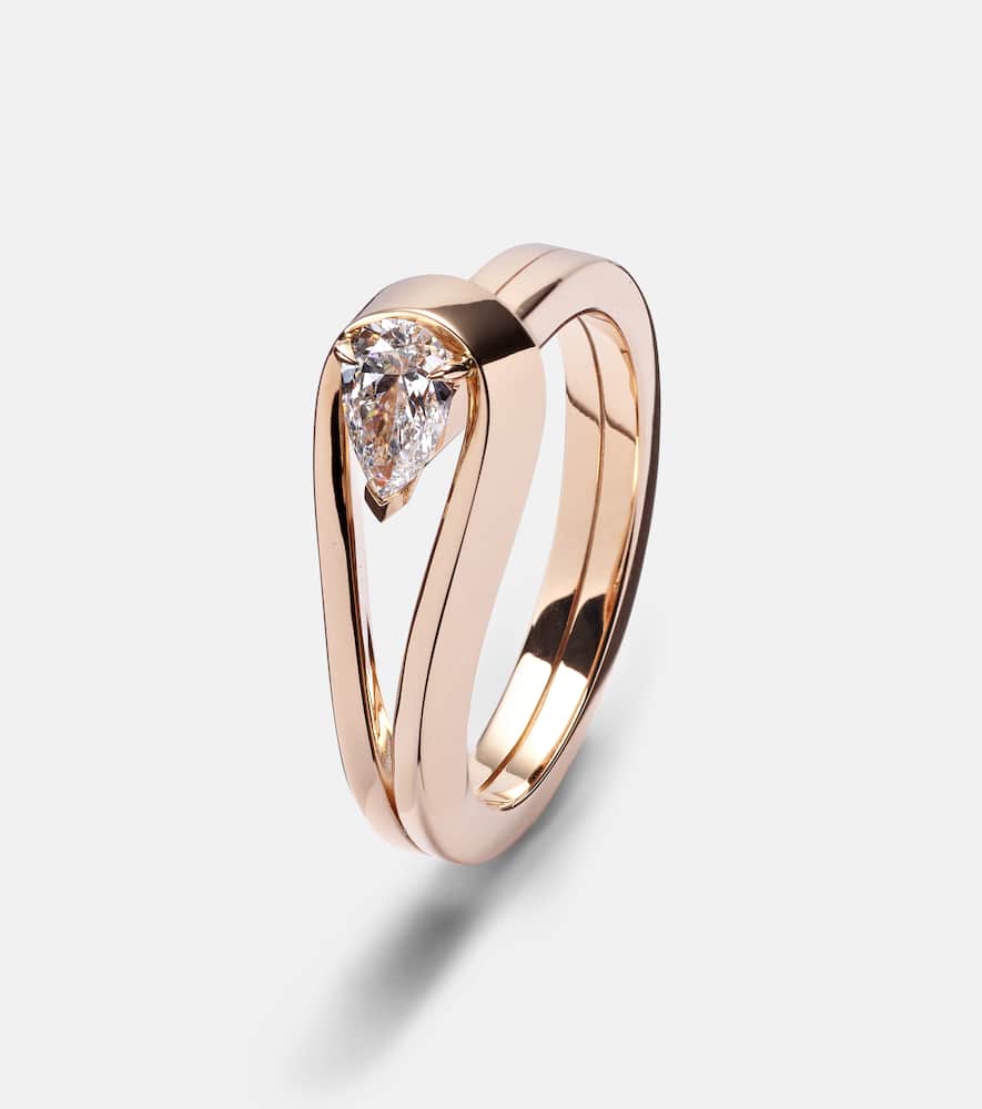 Serti Inversé 18kt rose gold ring with diamond