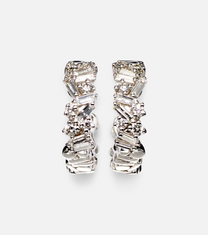 Fireworks 18kt white gold hoop earrings with diamonds