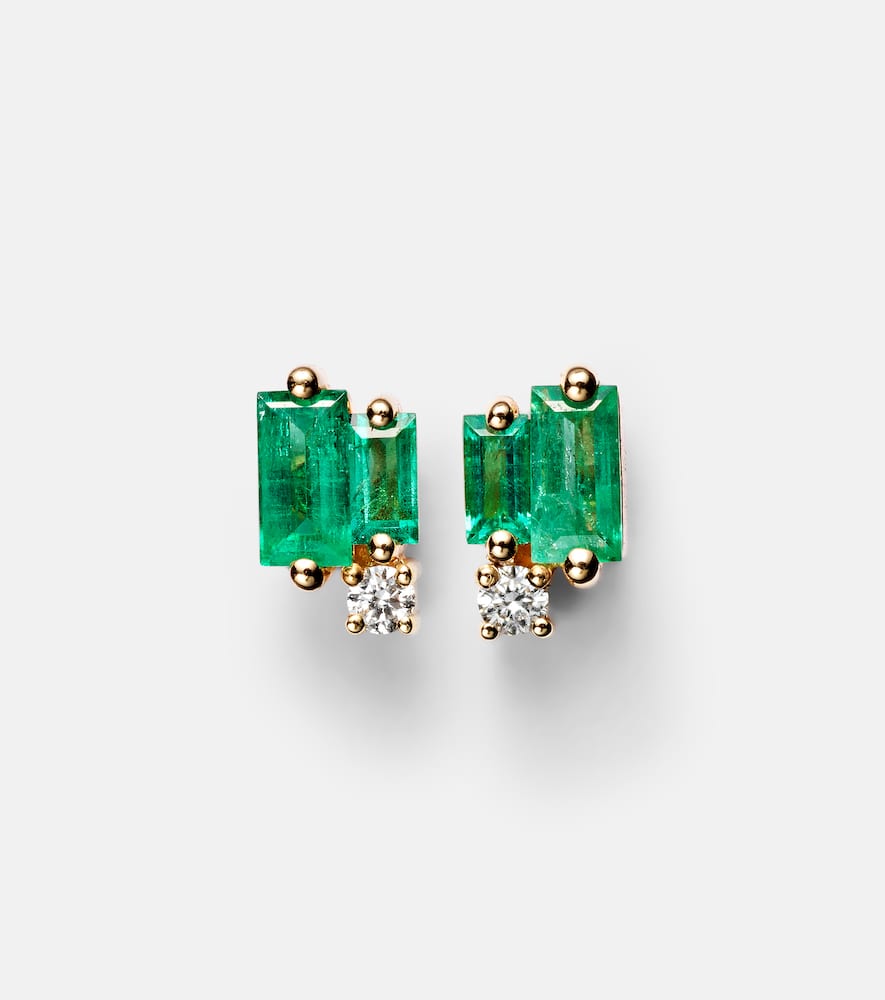 Fireworks 18kt gold earrings with emeralds and diamonds