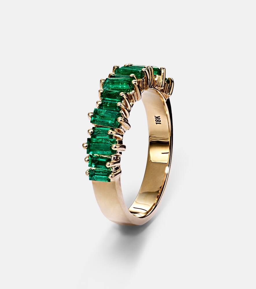 Fireworks 18kt gold ring with emeralds