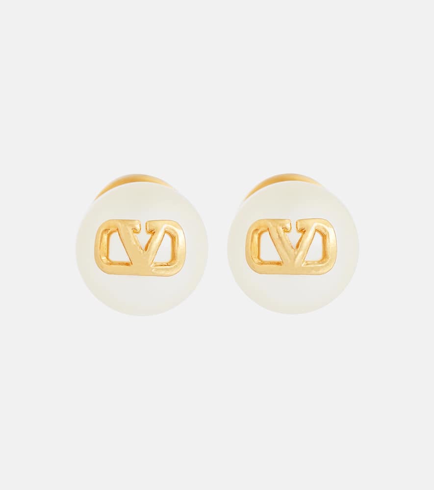 VLogo faux pearl earrings