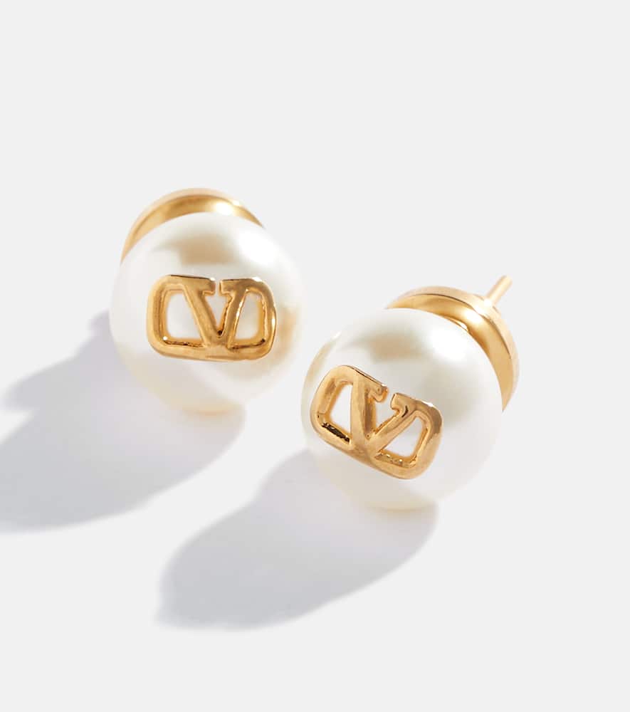 VLogo faux pearl earrings