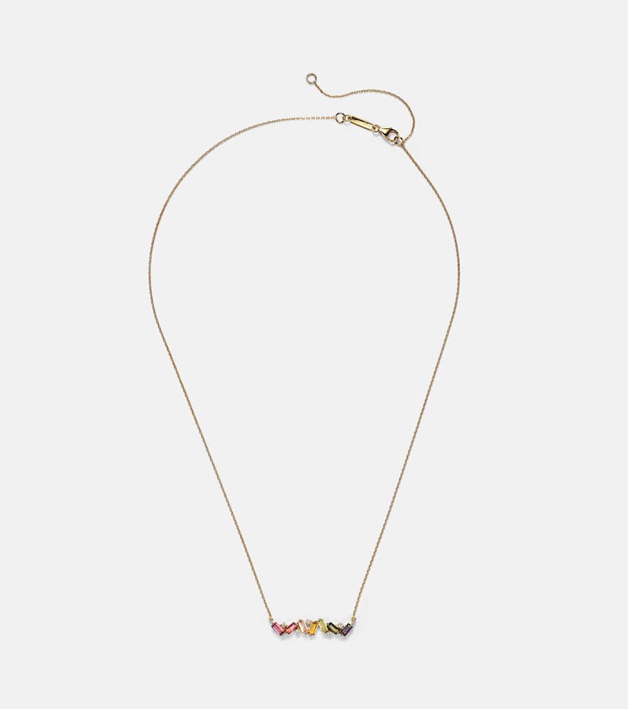 Frenesia Rainbow Bar 14kt gold necklace