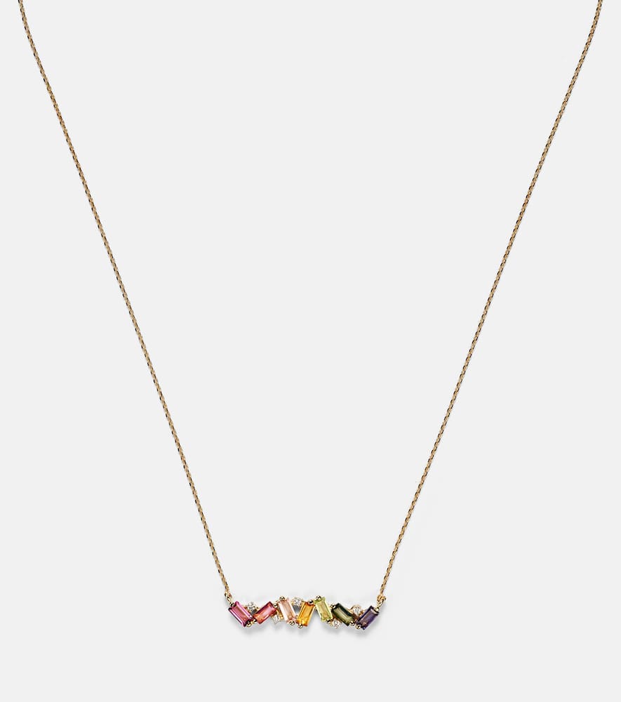 Frenesia Rainbow Bar 14kt gold necklace