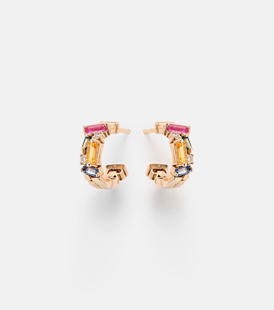 Ella Rainbow 18kt rose gold earrings with diamonds and sapphires