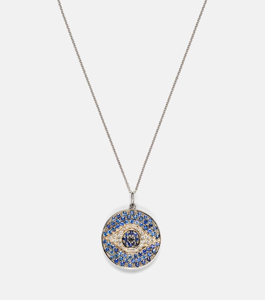Dawn 18kt white gold necklace with diamonds and sapphires
