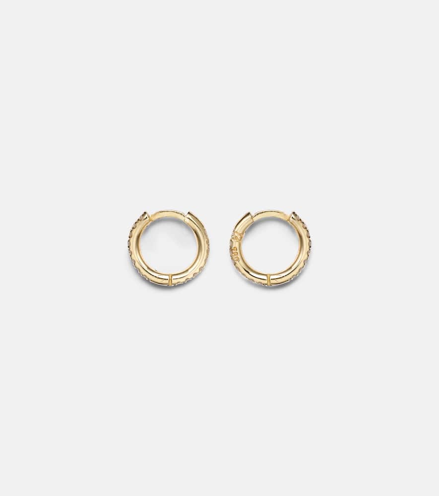 Mini 18kt yellow gold hoop earrings with diamonds
