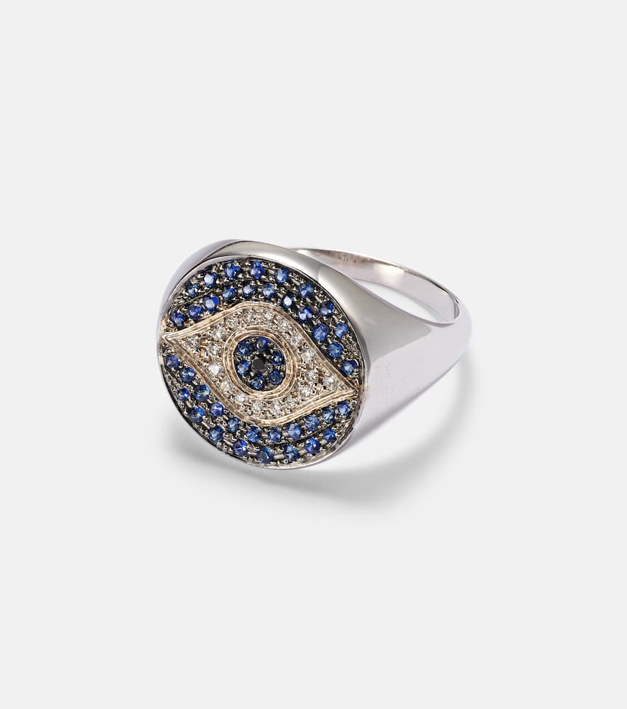 Dawn Chevalier 18kt gold ring with diamonds and sapphires