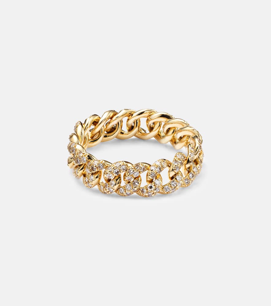 18kt gold chain ring with diamonds