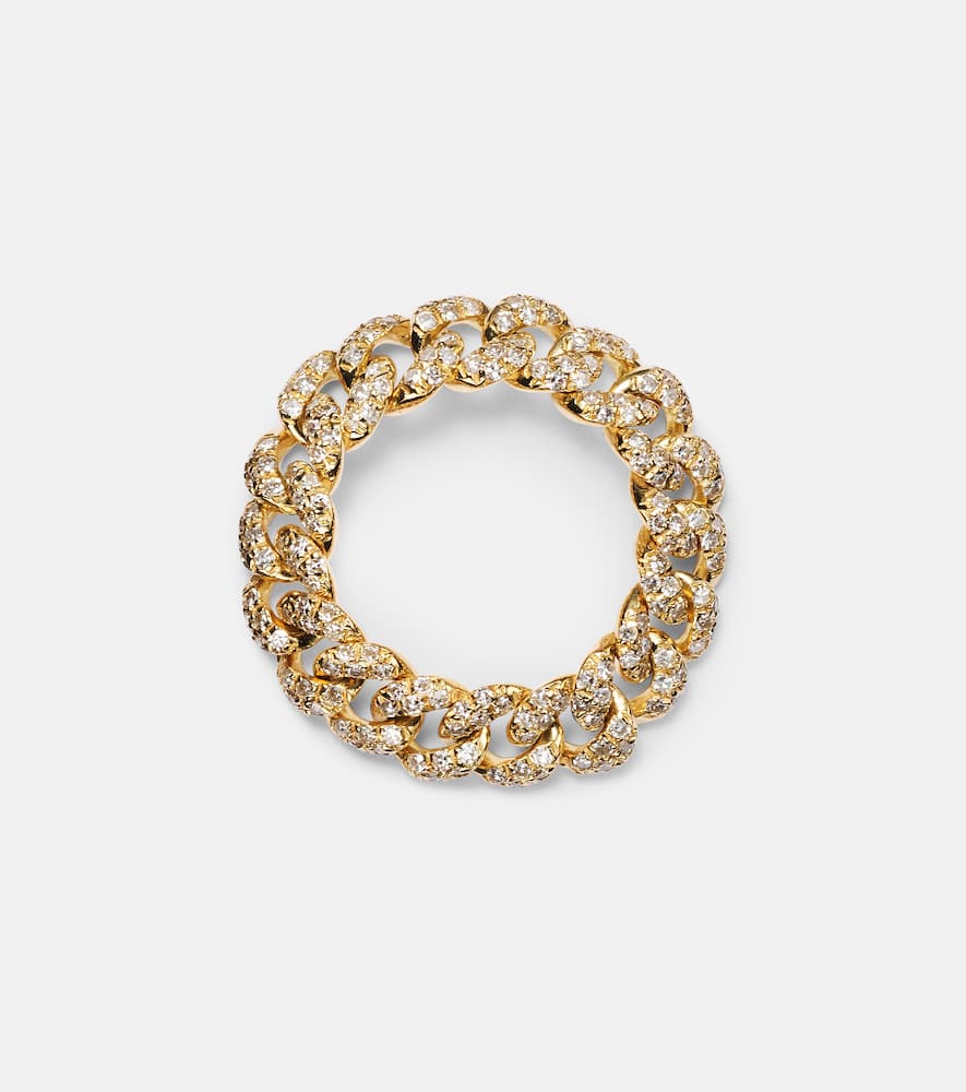 18kt gold chain ring with diamonds