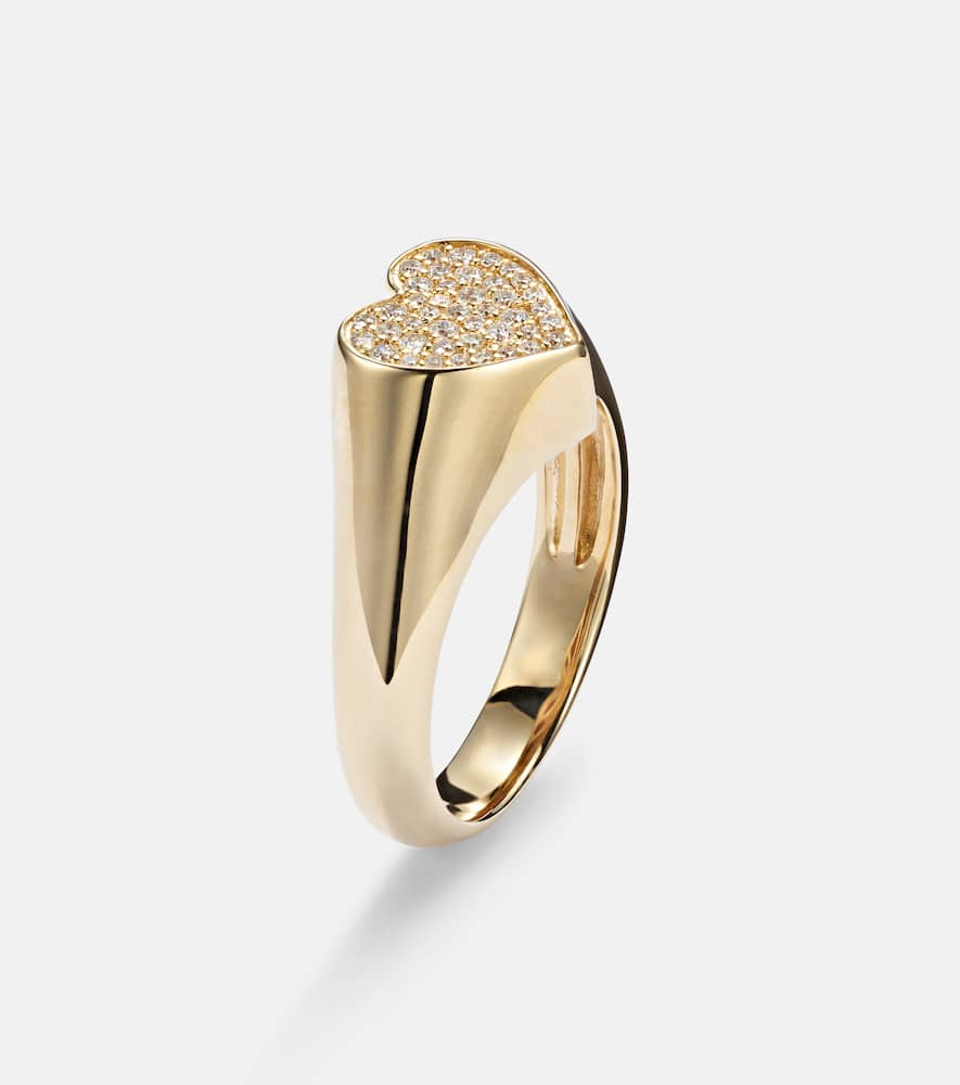 14kt yellow gold heart ring with diamonds