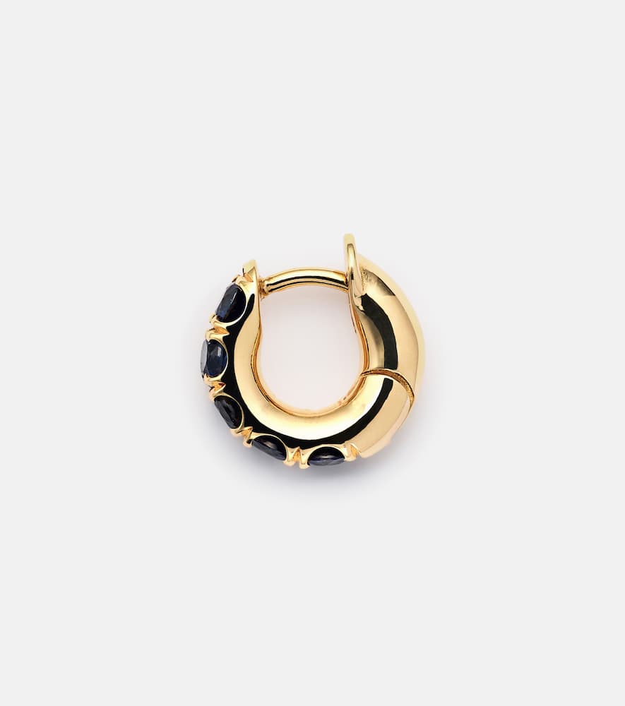 Mini Macro Hoop 18kt yellow gold single earring with sapphires