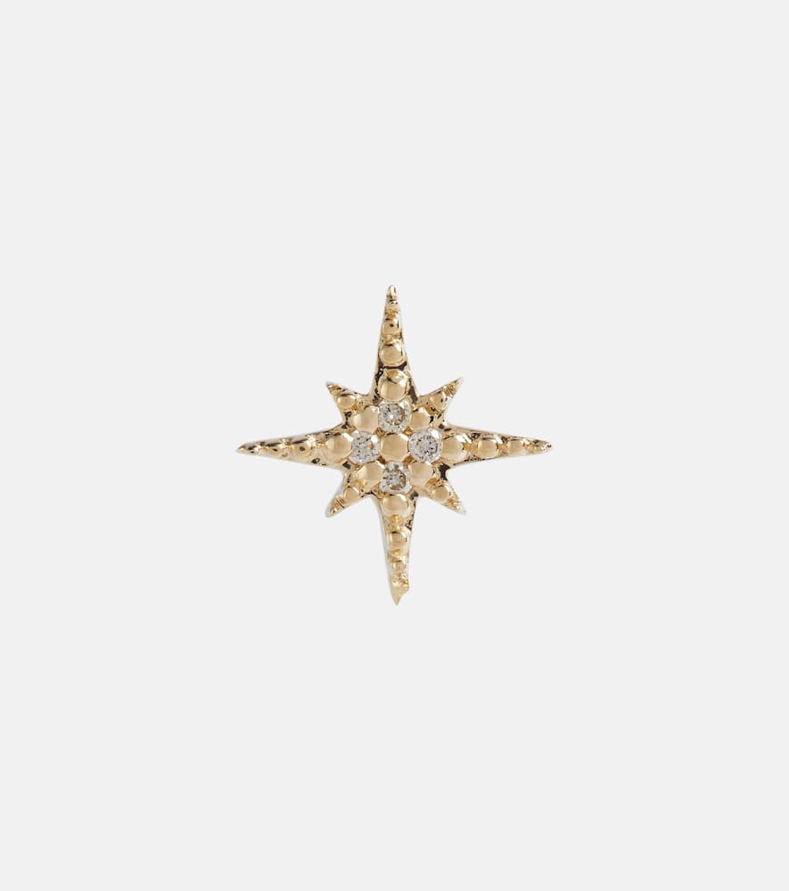 Starbust 14kt yellow gold stud earring with diamonds