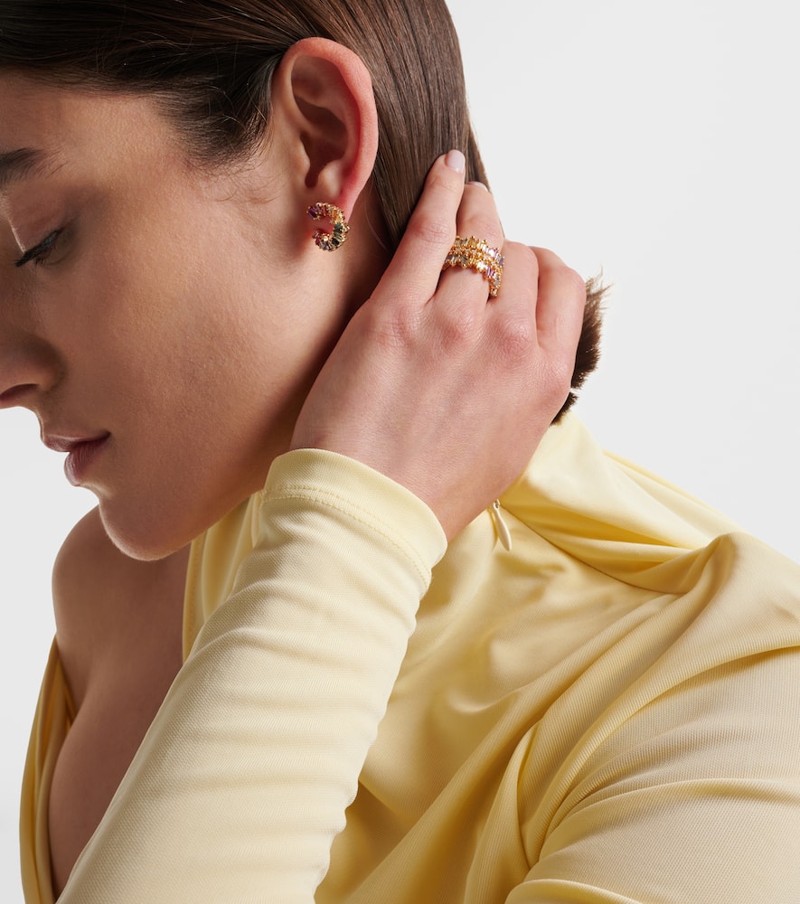 18kt gold ring with diamonds and sapphires