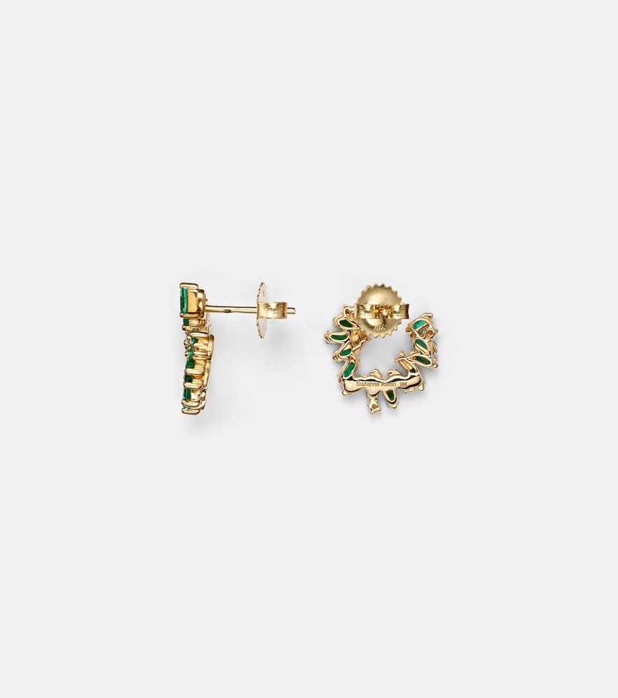 Izzy Sideway Spiral 18kt gold earrings with emeralds and diamonds