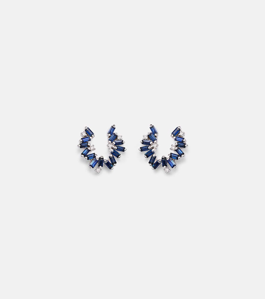 18kt white gold earrings with diamonds and sapphires