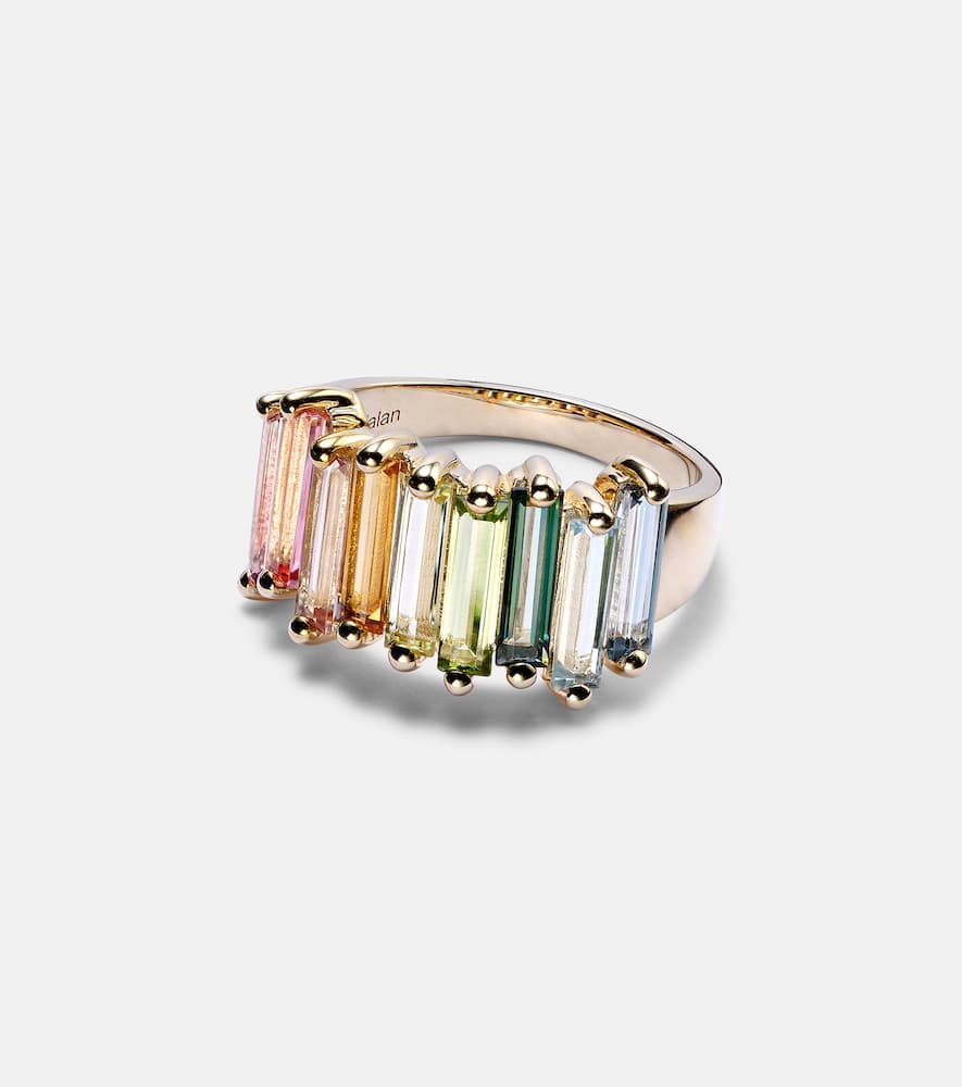 Rainbow 14kt gold ring with topazes
