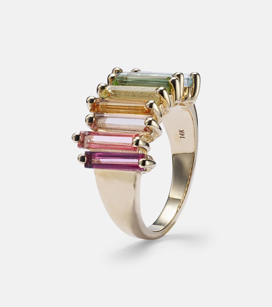 Rainbow 14kt gold ring with topazes